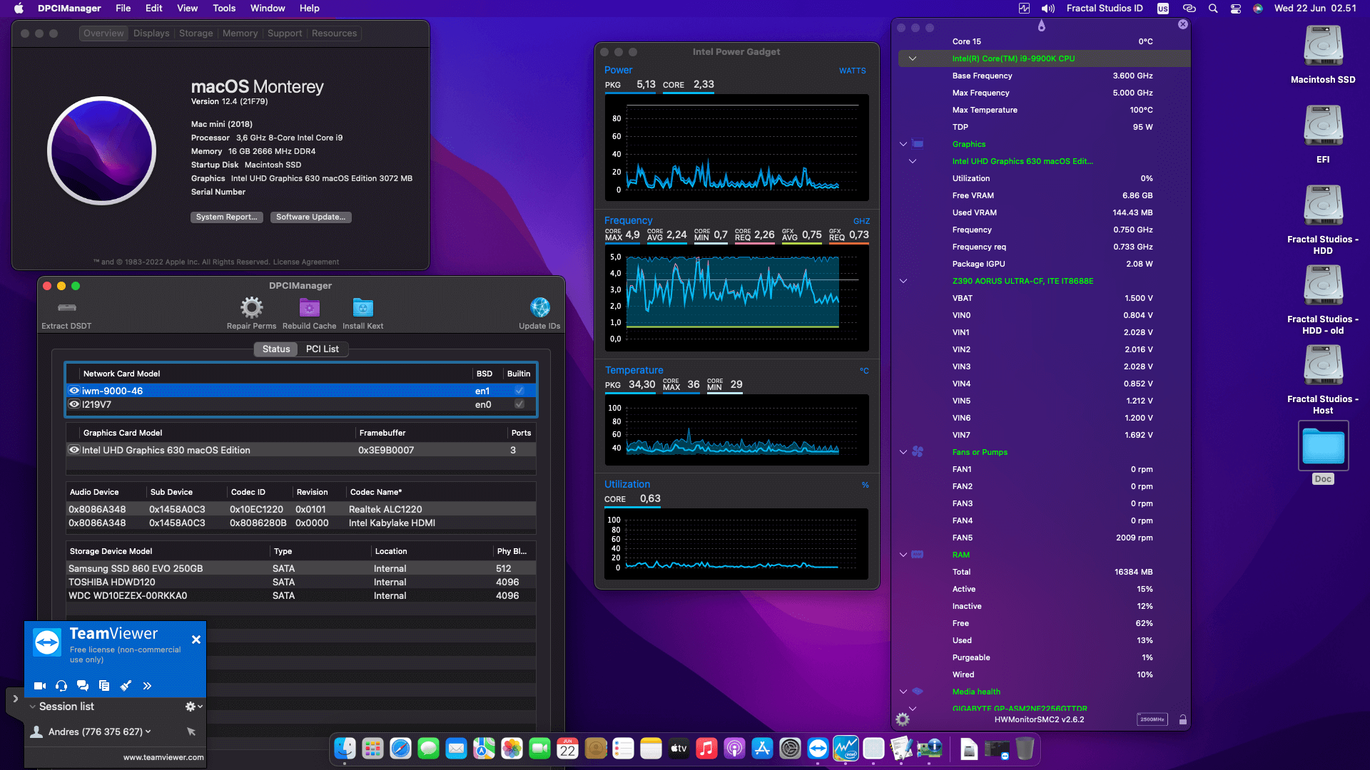 Success Hackintosh macOS Monterey 12.4 Build 21F79 in Gigabyte Z390 Aorus Ultra + Intel Core i9 9900K